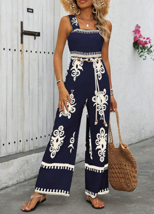 Vacation Casual Sleeveless Wide Leg Jumpsuit