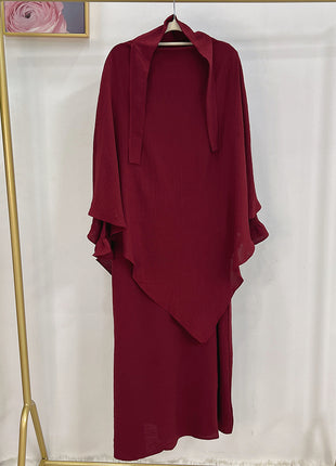 Monochrome Lantern Abaya With Headscarf