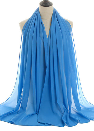 70x180 cm Monochrome Pearl Chiffon Hijab Scarf