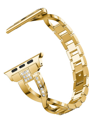 X-shaped Chain Metal Diamond Watch Band Applicable to Apple