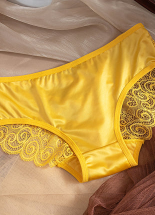 Lace Pansy Cross Strap Breathable Low Waist Briefs