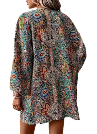 Ethnic Round Neck Shirt Bohemian Long Sleeve Shirt