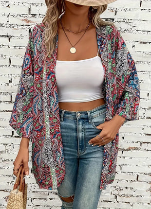 Ethnic Round Neck Shirt Bohemian Long Sleeve Shirt