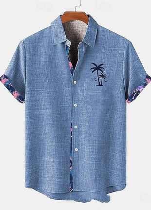 Ocean Fish Pattern Lapel Loose Casual Short Sleeve