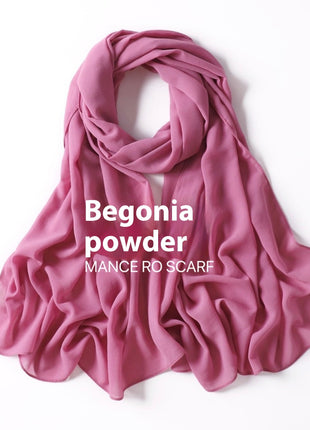 Pure Color Pearl Chiffon Scarf Headcloth Veil Chiffon Scarf