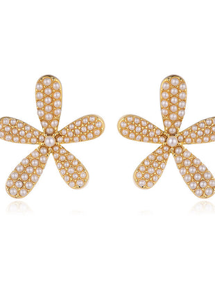 Flower Inlaid Pearl Earrings