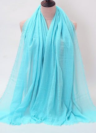 Pure Color Pleated Cotton Scarf Cotton And Linen Scarf