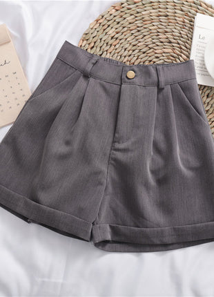 Roll-up Wide-leg Casual Shorts