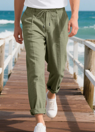 American Linen Men's Casual Pants Summer Loose Straight