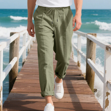 American Linen Men's Casual Pants Summer Loose Straight