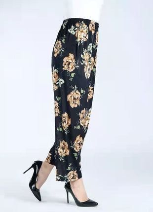 Loose Casual Ice Silk Stretch Nine-quarter Pants