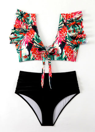 Flounced Split High Waist Bikini