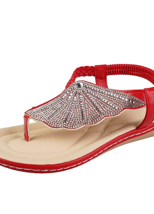 Rhinestone Shell Flip-Flops Sandals