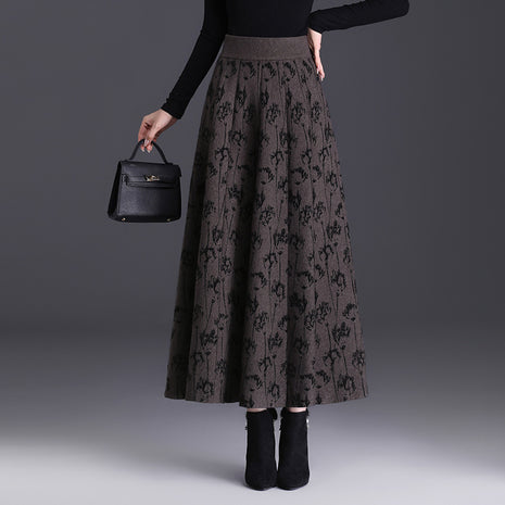 High Waist A- Line Large Hem Midi Skirt