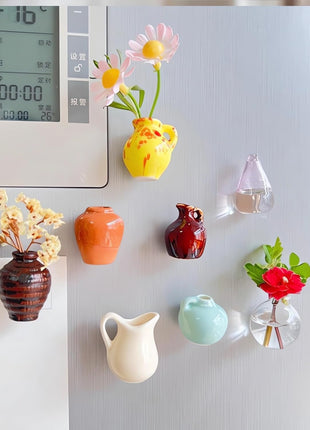 Mini Vase Refrigerator Magnets – 8 Pcs Decorative Set