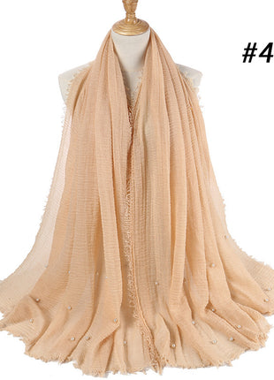 Cotton and linen crumpled monochrome scarf