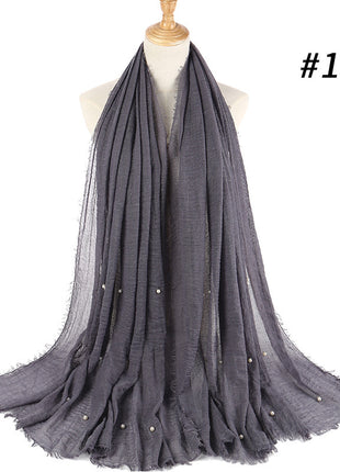 Cotton and linen crumpled monochrome scarf