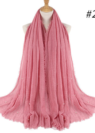 Cotton and linen crumpled monochrome scarf