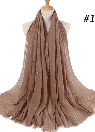 Cotton and linen crumpled monochrome scarf