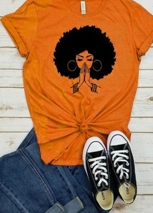 Afro Lady Graphic Casual T-Shirt