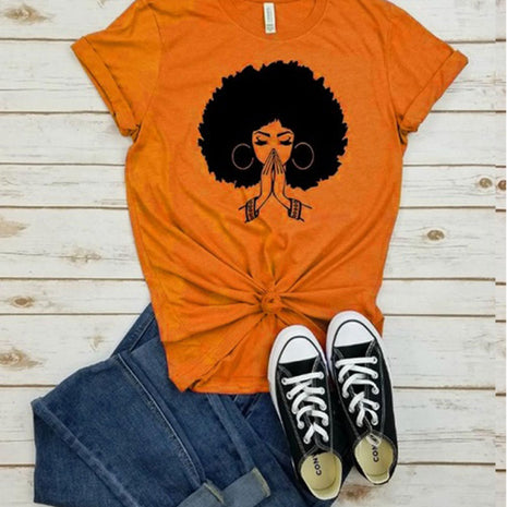 Afro Lady Graphic Casual T-Shirt