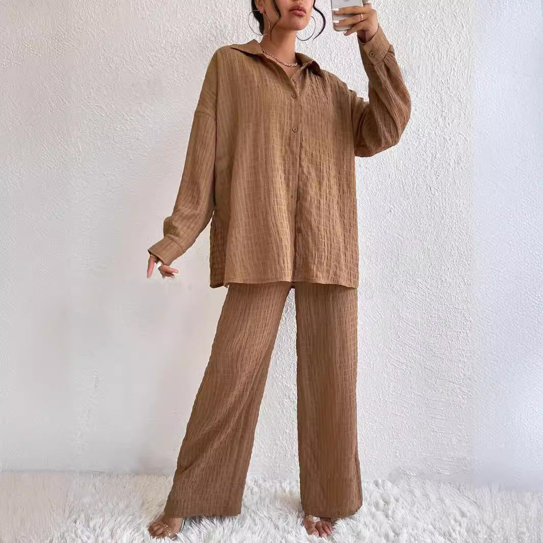 Casual Pleated Trousers Long Sleeve Lapel Elegant Suit