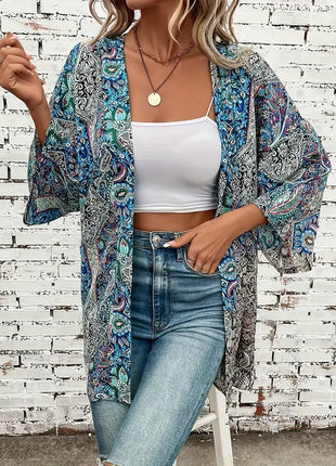 Ethnic Round Neck Shirt Bohemian Long Sleeve Shirt