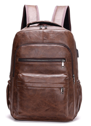New PU Casual Large Capacity Multi-functional Retro Leather Backpack