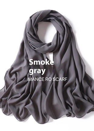 Pure Color Pearl Chiffon Scarf Headcloth Veil Chiffon Scarf