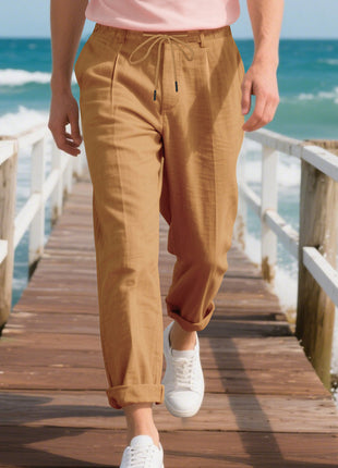 American Linen Men's Casual Pants Summer Loose Straight