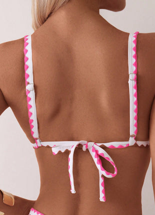 Printed Swimming Lace-up Split Bikini Suit