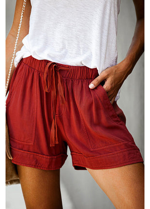 Wide Leg Loose High Waist Elastic Lace-up Shorts