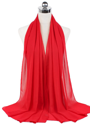 70x180 cm Monochrome Pearl Chiffon Hijab Scarf