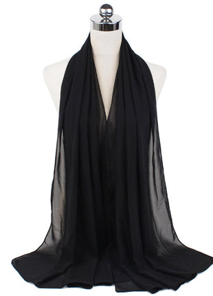 70x180 cm Monochrome Pearl Chiffon Hijab Scarf