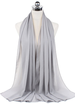 70x180 cm Monochrome Pearl Chiffon Hijab Scarf