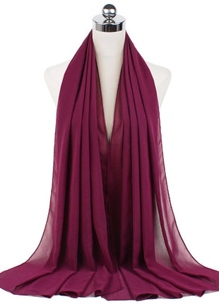 70x180 cm Monochrome Pearl Chiffon Hijab Scarf