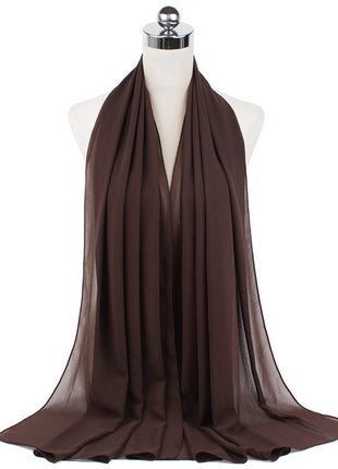 70x180 cm Monochrome Pearl Chiffon Hijab Scarf