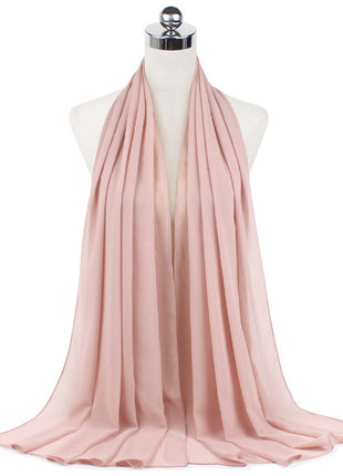 70x180 cm Monochrome Pearl Chiffon Hijab Scarf