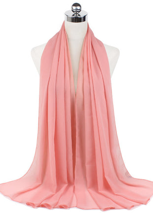 70x180 cm Monochrome Pearl Chiffon Hijab Scarf