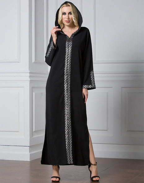 Side Slit Hooded Long Abaya