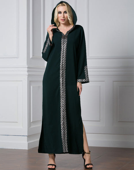 Side Slit Hooded Long Abaya
