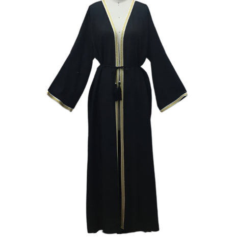 Long Ribbon Golden edge Light Abaya
