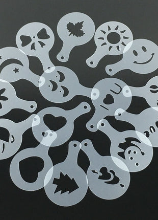 16 Pcs Plastic Garland Mold Fancy Coffee Model Thicken Coffee Milk Foam Spray Pattern Template