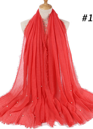 Cotton and linen crumpled monochrome scarf