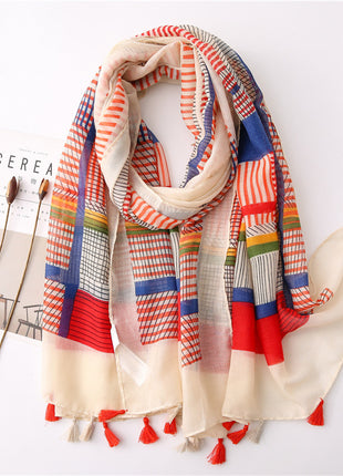 Japanese Style Artistic Cotton and Linen Scarf Bohemian Cashew
