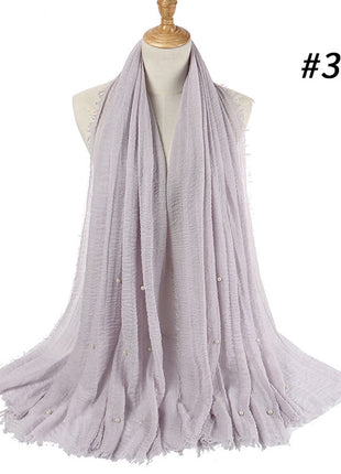 Cotton and linen crumpled monochrome scarf