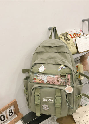 Cute Contrast Color Preppy Casual Nylon Backpack