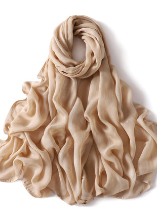 Solid Color Wide-brimmed Cotton And Linen Monochrome Scarf Veil