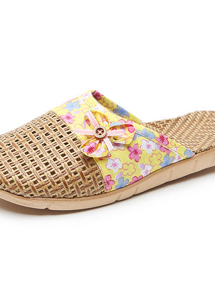 Handmade Silent Non-slip Rattan Linen Bamboo Woven Slippers