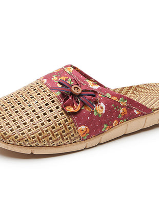 Handmade Silent Non-slip Rattan Linen Bamboo Woven Slippers